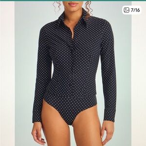 Commando Black and White Polka Dot Long-Sleeve Bodysuit